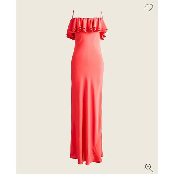 J.Crew ruffle slip sheath silk Pink Coral dress Spaghetti Straps Size 6 - Picture 1 of 10